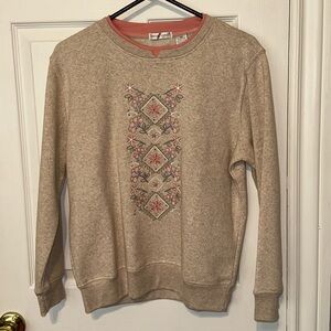 3 for $20 Hasting & Smith tan brown pink embroidered ls sweatshirt sz med petite
